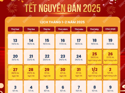 Lịch nghỉ tết âm lịch năm 2025